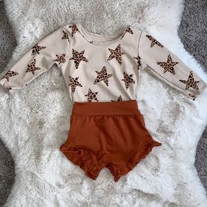 2 piece Cheetah Star Onesie and Rust Shorties